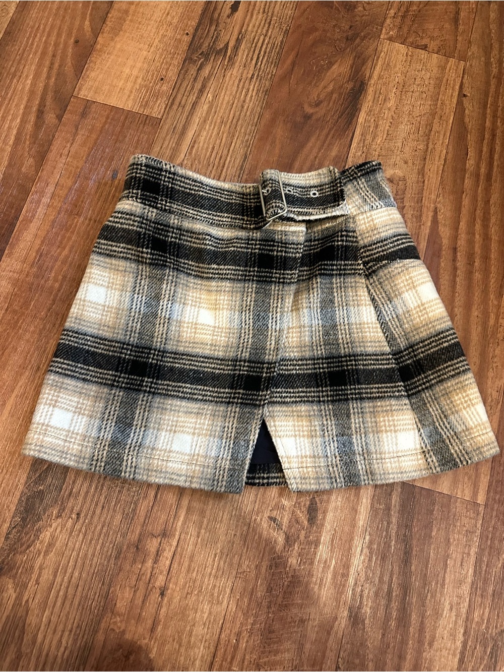 Free People Plaid Mini Skirt in Cream & Black - Picture 2 of 5
